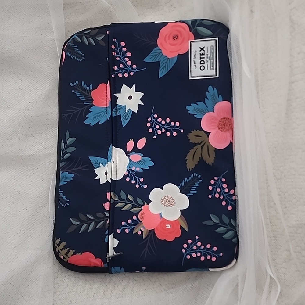 Odtex Navy Flower Laptop Sleeve Water-Resistant Protective Case Bag